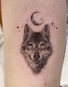 Wolf Tattoo Shoulder, Bad Wolf Tattoo, Kurt Tattoo, Moon Tattoo Meaning, Grey Wolf Tattoo, White Wolf Tattoo, Simple Wolf Tattoo, Wolf Tattoo Forearm, Wolf And Moon Tattoo