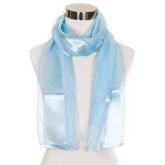 A0001-Light Blue Satin Solid Color Scarf 100% Polyester Appx 13"X60" Choker Scarf, Blue Choker, Blue Satin, Scarf Wrap, Scarf Accessory, Light Blue, Solid Color, Womens Sizes, Satin