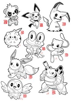 an image of some cartoon characters in different poses