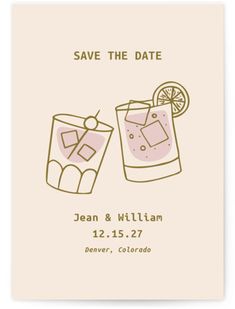 save the date card with two drinks