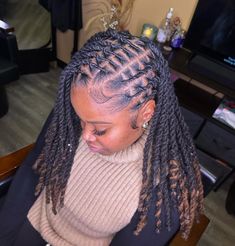 Flat Loc Styles, Loc Styles For Graduation, Loc Styles For Graduation Cap, Down Loc Styles For Women, Side Part Loc Styles, Two Strand Loc Styles For Women, Styles For Long Locs, Dreadlocks Styles For Women Black, Medium Length Loc Styles