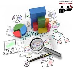 a magnifying glass sitting on top of papers with graphs