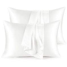 PRICES MAY VARY. 100% Polyester Satin Silky Soft: Made of premium quality fabric, these silk-like satin pillowcases are exceptionally smooth and gentle on sensitive skin. The satin fabric can help fight irritation and blemishes while reducing skin creases. Protect Your Hair: The frictionless surface of these 100% satin pillowcases protects hair from tugging and tangling during the night, reducing split ends and frizz, making them great for your hair and skin. Elegant Design: Refresh your space b Silk Pillow Cases, Cooling Pillow, Satin Pillow, Silky Texture, Satin Pillowcase, Frizz Control, Silk Pillow, Silk Pillowcase, Best Pillow