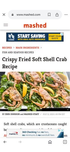 the website for mashed has an image of shrimp and salad on it, with text below