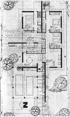 an old drawing shows the floor plan for a house