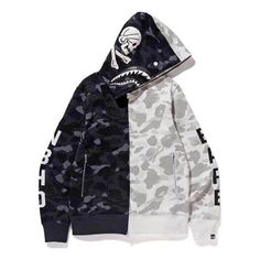 White Bape Hoodie, Bape Shark, Bape Hoodie, Shark Hoodie, Hooded Sweatshirt Men, Camouflage Jacket, Bathing Ape, A Bathing Ape, Style Streetwear