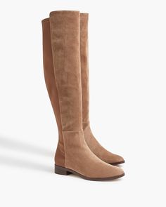 Shop for the Knee-high boots with stretch for women. Find the best selection of women womens-categories-shoes-boots available in-stores and on line. Beige Knee High Boots, Fall Suit, Comfortable Boots, Linen Shop, Maternity Shops, Matching Family Outfits, Flat Boots, Tall Boots, Family Outfits