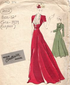 an old fashion sewing pattern for a woman's dress