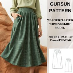 digital sewing pattern Womens Skirt Pattern, Classic Skirts, Women Skirt, Skirt Vintage, Learn To Sew, Skirt Pattern, Vintage Skirt, Festival Season, Sewing Pattern