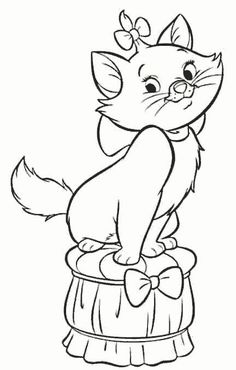 a cartoon cat sitting on top of a stool