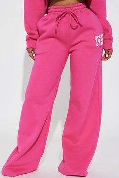 Self Love Club Wide Leg Sweatpants - Pink | Fashion Nova Sweatpants With Bodysuit, Hot Pink Things, Wide Leg Sweatpants Outfit, Family Dinner Outfit, Cute Oc Outfits, Loungewear Aesthetic, Cute Easter Outfits, Cute Party Outfits, Cute Oc