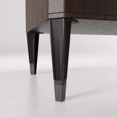 a close up view of the legs and top of a wooden desk with metal posts