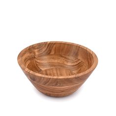 a wooden bowl on a white background