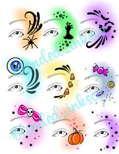 Cute Face Paint Halloween, Eye Makeup Drawing Art, Quick Halloween Face Paint Ideas, Easy Halloween Face Paint Ideas, Face Paint Eye Designs, Face Paint Half Face, Halloween Face Paint Ideas Easy, Facepainting Ideas Halloween, Face Painting Ideas For Kids Halloween