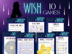 wish games for kids to play on the night sky with stars and moon in the background