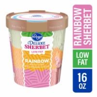 King Soopers - Kroger® Deluxe Low Fat Rainbow Sherbet Pint, 16 oz Rainbow Sherbet, Crowd Pleaser, Fruit Juice, Lime Juice, Low Fat, Raspberry, Frozen