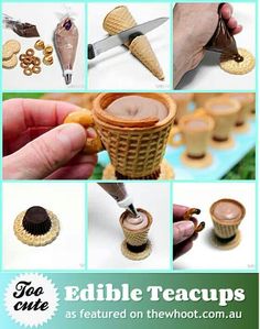 an advertisement for edible teacups with pictures of different things in it and instructions to make them