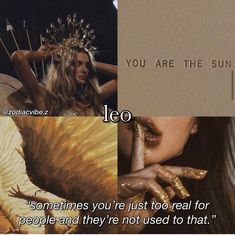 the collage shows two different pictures with words on them, one is an image of a woman wearing gold