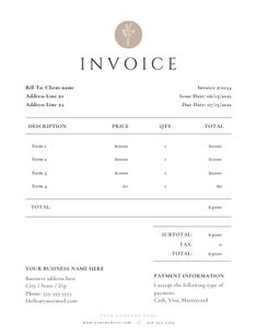 an invoice is shown on the front of a white sheet