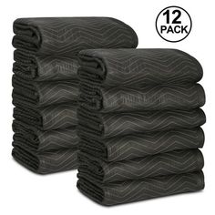 pack of 12 black chevroned towels with the number twelve on each one side