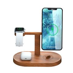 15W Magnetic 3 in 1 Bamboo Wood Wireless Charger Station Iphone Magnetic Charger, Watch Wood, Mom Gift Guide, Apple Watch Charging Stand, Apple Watch 1, Charger Station, Airpods 2, Iphone Watch, Watch Charger