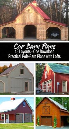 an image of barn plans with lots of pictures and instructions to make them look like barns