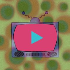 an old television with a pink screen and green dots on it's back ground