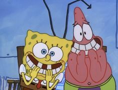 spongebob and patrick face to face in an animated scene