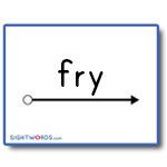 the word fry is written in black and white with an arrow pointing to it's left