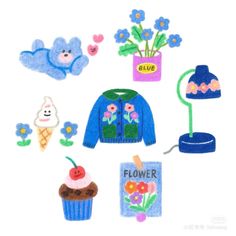 an image of flowers and sweaters on a white background with text that says glue