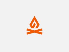 an orange logo on a white background