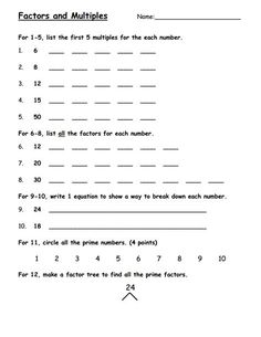 the worksheet for factor and multiplies is shown in this printable