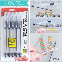 the instructions for how to use crayon pens on paper and crafting them