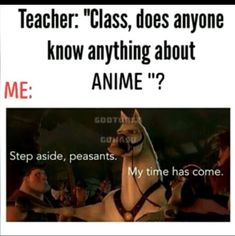 a poster with an image of a horse and text that reads teacher class, does anyone know anything about anime?