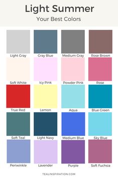 the color chart for light summer