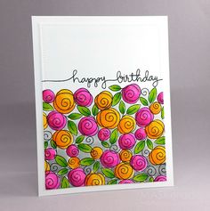 a handmade birthday card with flowers on it