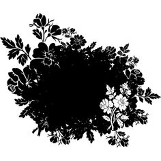 black and white silhouette of flowers on a white background