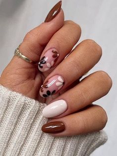 Kutek Disney, Thanksgiving Nail Designs, September Nails, November Nails, Fall Gel Nails, Nail Art For Beginners, October Nails, Smink Inspiration, Makijaż Smokey Eye