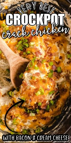 crockpot cracker chicken recipe with bacon and cream cheese in a slow cooker