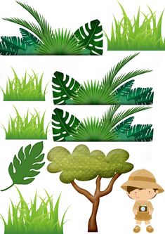 a set of green plants and trees for the design of banners, flyers or wallpapers