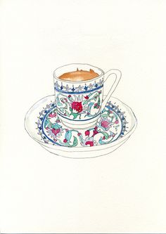 a drawing of a cup and saucer on a plate with the words para est frio un te - cito