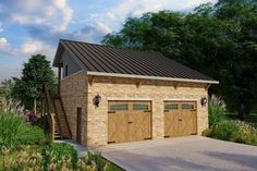 a two car garage is shown in this artist's rendering