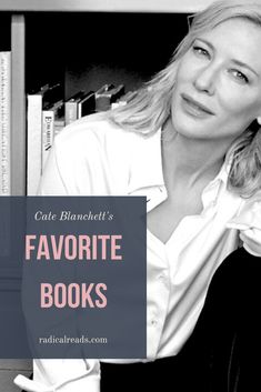 a woman leaning against a bookshelf with the words favorite books in front of her