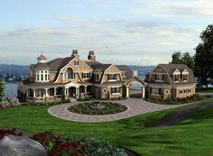 this is an artist's rendering of a luxury home in the hills above lake geneva