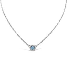 From Ariva\nSterling silver\nTotal gemstone weight is approximately 0.95 carat\nRound, checkerboard-cut bezel-set gemstone in textured pendant; textured oval link chain\nLobster claw clasp with acanthus and vine detail\nApproximate measurements: Pendant 1/4L; Chain 16L x 1/16W, plus a 3L extender\nImported Blue Topaz Necklace, Topaz Necklace, Bezel Setting, Blue Topaz, Topaz, Fine Jewelry, Jewelry Necklaces, Chain, Lace