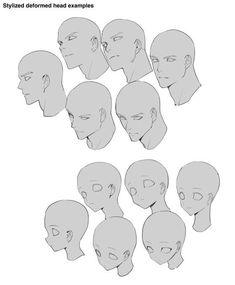 an animation character's head is shown with different angles and hair types to choose from