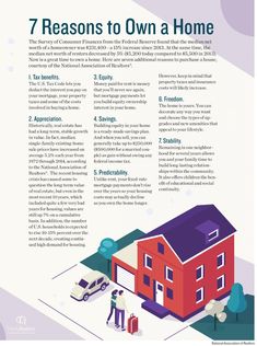 an info sheet describing the 7 reasons to own a home