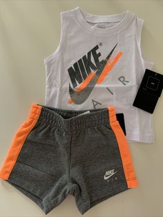 Nike Baby Boys 2Piece Tee & Short Set New with tag Color: Carbon Heather Size: 12M 100% cotton Machine washable Thanks for looking Nike Cotton Playtime Sets, Nike Playful Tops, Playful Nike Tops For Playtime, Nike Summer Tops, Reborn Clothes, Baby Boy Nike, Nike Swimsuit, Baby Boy Outfits Swag, School Uniform Kids