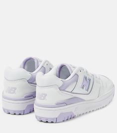 550 Leather Sneakers in White - New Balance | Mytheresa Everyday Shoes Aesthetic, Cute Shoes New Balance, Cute Womens Sneakers, Cute Affordable Shoes, Purple Platform Converse, New Balance 550 Purple, Cute Purple Shoes, Cool Sneakers Women, Shoes For Girls Stylish