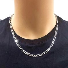 The 24-Inch Silver-Plated Figaro Chain Is A Stylish And Versatile Piece Of Jewelry. It Features A Classic Figaro Design, Characterized By Alternating Short And Long Links, And Is 6mm Wide, Offering A Substantial Yet Elegant Appearance. The Silver Plating Provides A Sleek, Polished Finish That Complements A Variety Of Outfits, Making It Suitable For Both Casual And Formal Occasions. This Chain Is Durable And Comfortable To Wear, Making It An Excellent Choice For Anyone Looking To Add A Touch Of S Real Gold Chains, Lavender Quartz, Rhinestone Statement Necklace, Layered Necklace Set, Of Outfits, Mermaid Necklace, Figaro Chains, Infinity Necklace, Figaro Chain